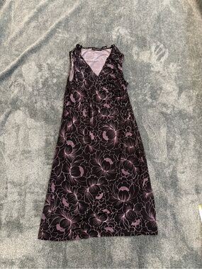 F.L.P Midi Dress in Black with Pink Floral Print